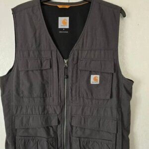Carhartt Mens M Briscoe Rain Defender Force Utility Vest Gray Workwear Outdoor